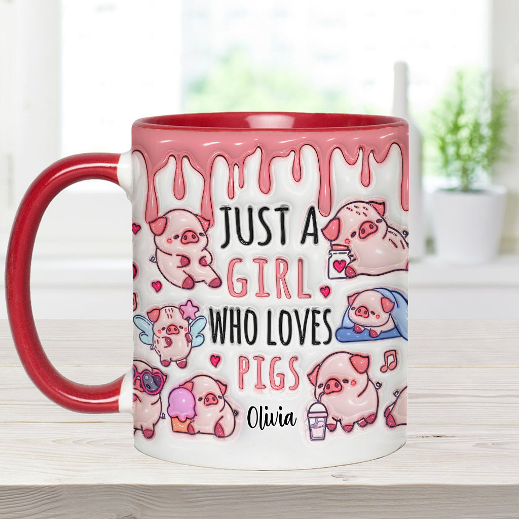 Just A Girl Who Loves Pigs - Personalized Pig Lover Accent Mug