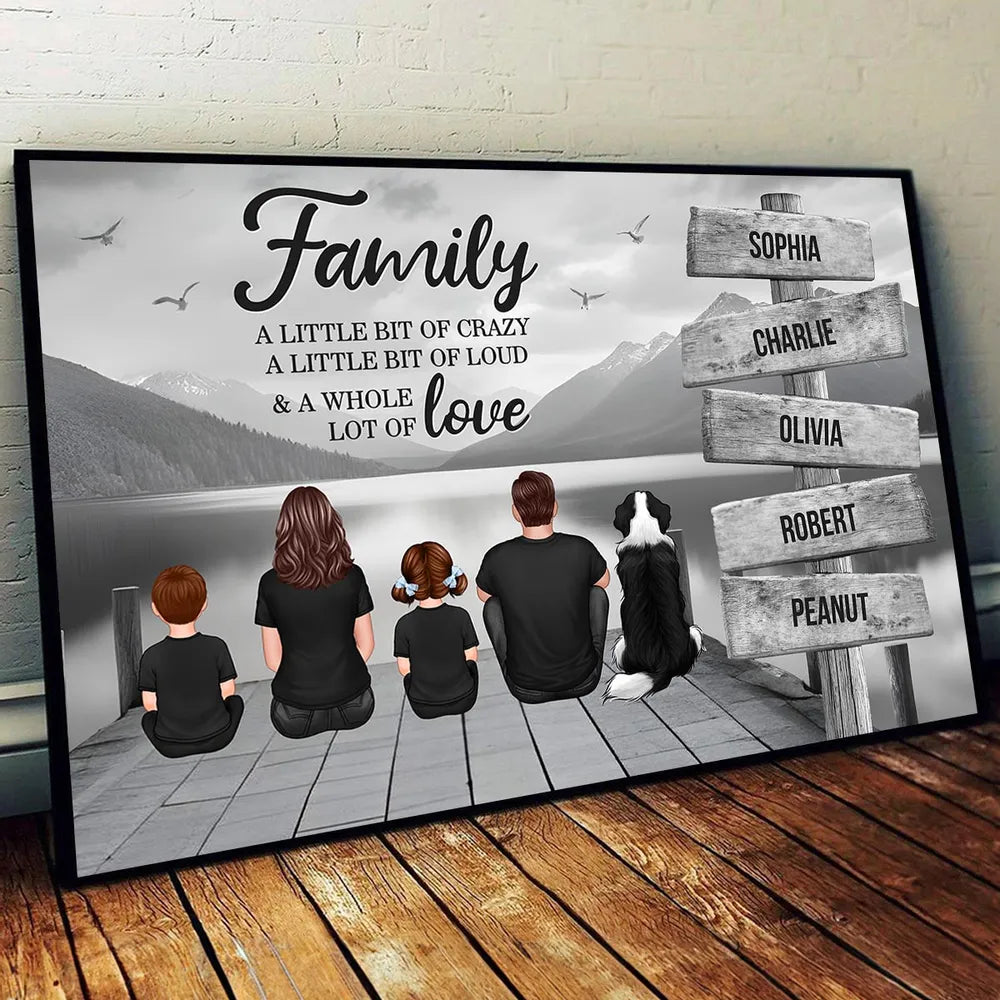 Beach Landscape Family A Little Whole Lot of Love Sign Posts Personalized Poster or Plaque or Ornament or Keychain, Home Decoration, Gift For Family
