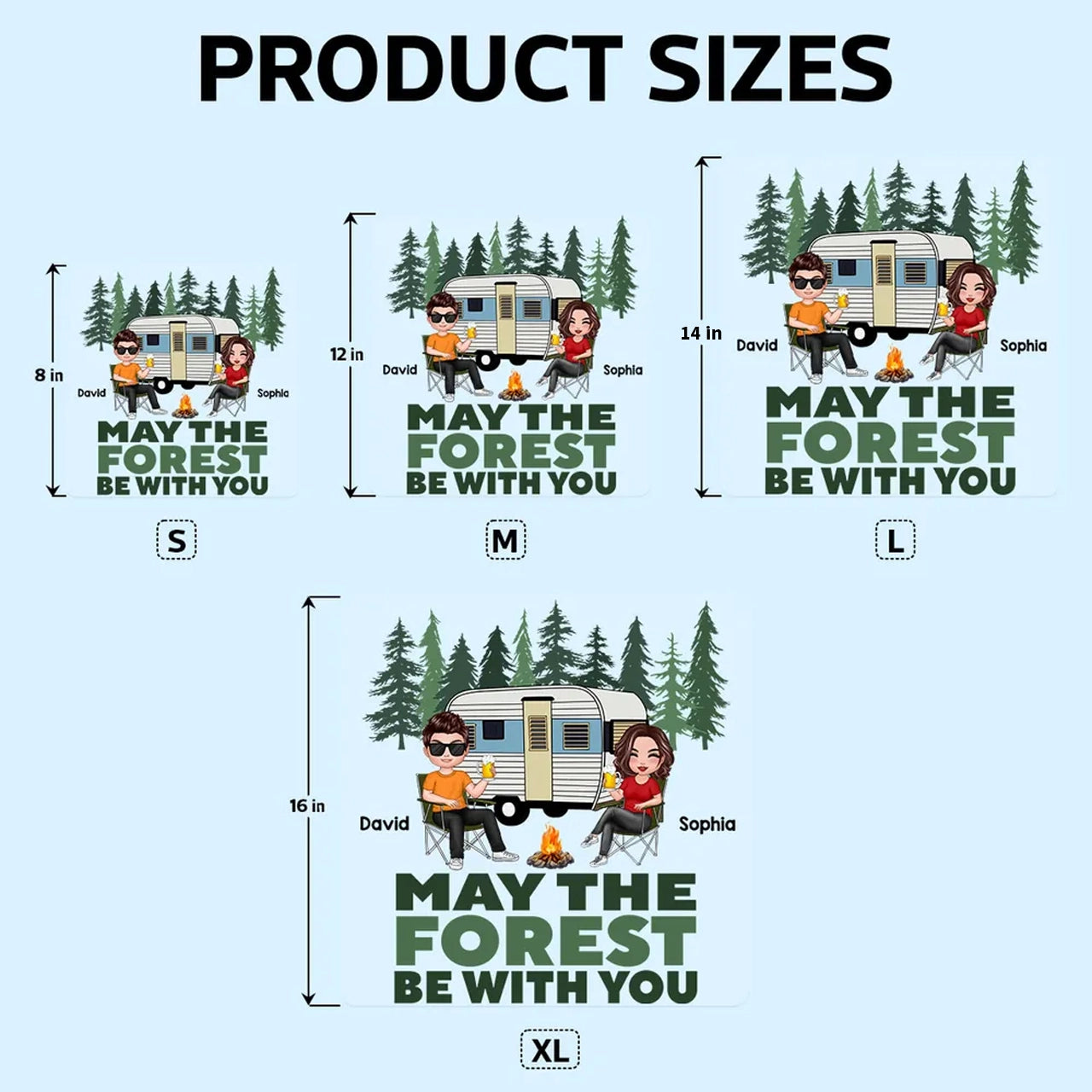 Personalized Camping Couple Sticker Decal for Car or RV Window - May The Forest Be With You Unique Gift