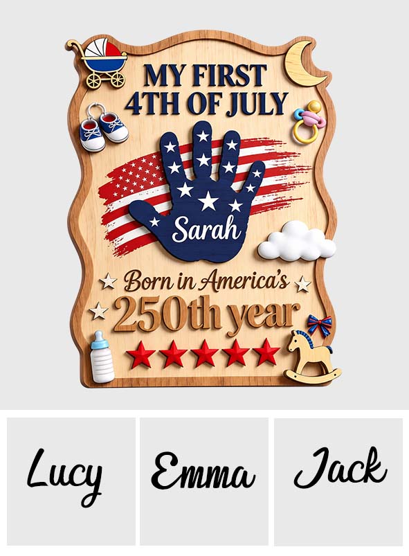Born In America's 250th Year - Personalized Baby Shower 2 Layered Wood Sign / Wood Plaque