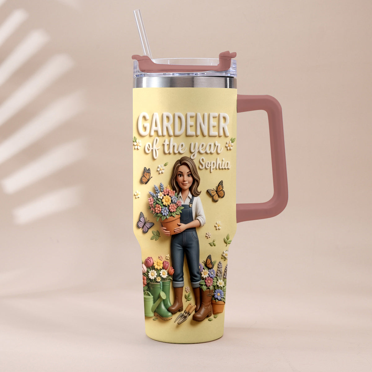 Gardener Of The Year - Personalized Gardening Tumbler With Plush Charm