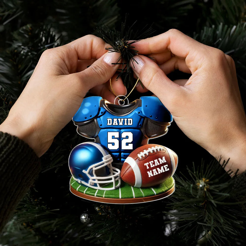 Acrylic Ornament Football Jersey & Helmet, Custom Team Gift for Players and Fans, Tree or Car Mirror, Unique Holiday Decor