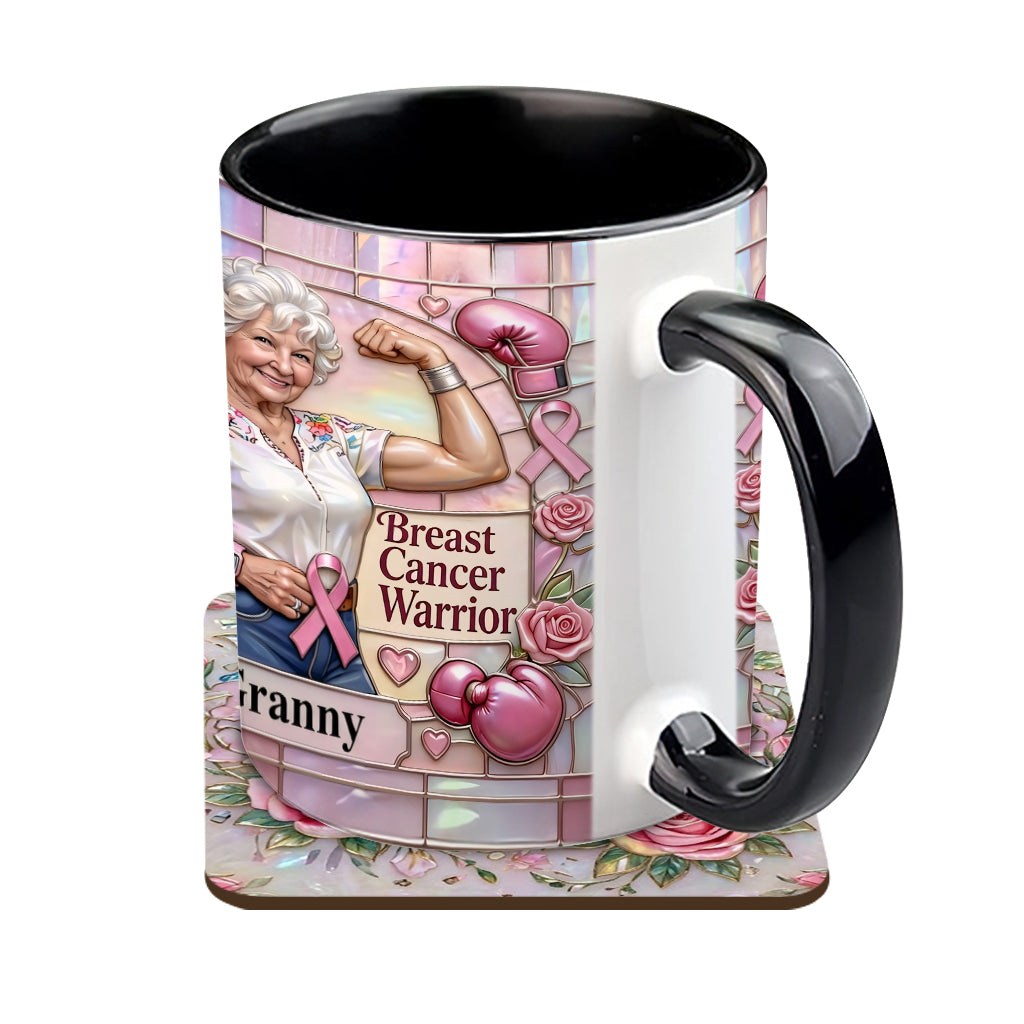 I'm A Warrior - Personalized Breast Cancer Awareness Accent Mug & Coaster