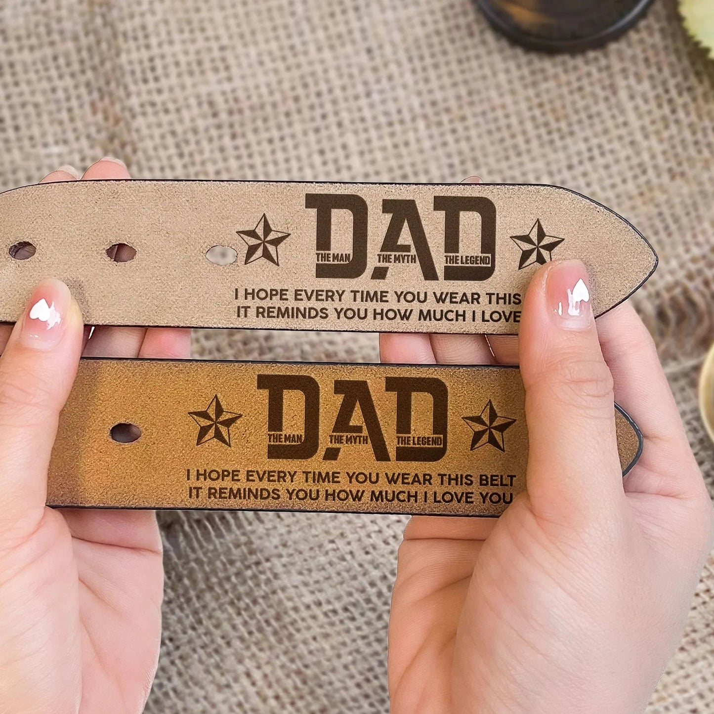 Personalized Leather Belt for Dad, Engraved 'It Reminds You How Much I Love You' Message, Unique Gift for Daily Wear