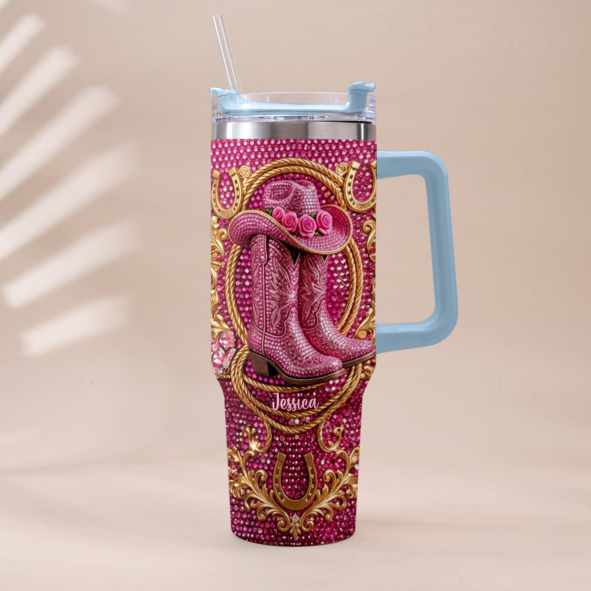 Cowgirl Boots - Personalized Cowgirl Tumbler With Plush Charm