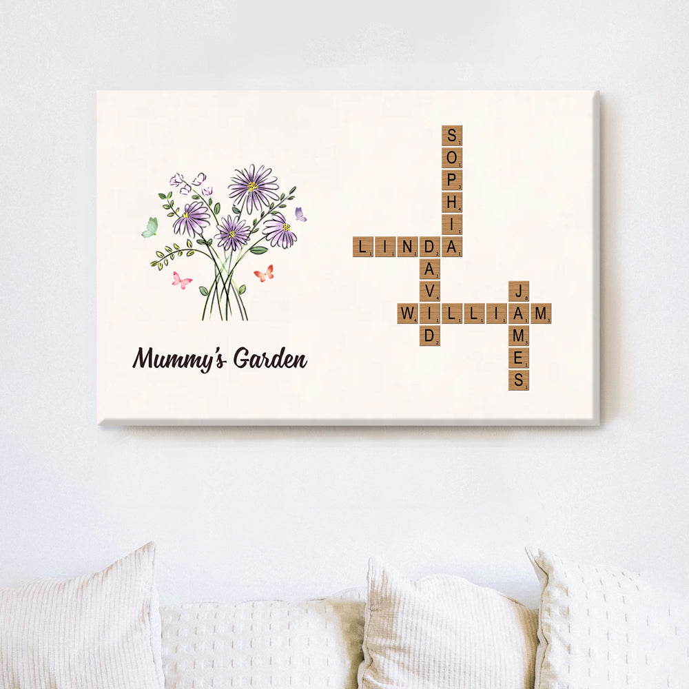 Personalized Family Garden Poster – Custom Flowers and Names Design, Unique Mother's Day or Valentine's Gift, Heartwarming Home Decor