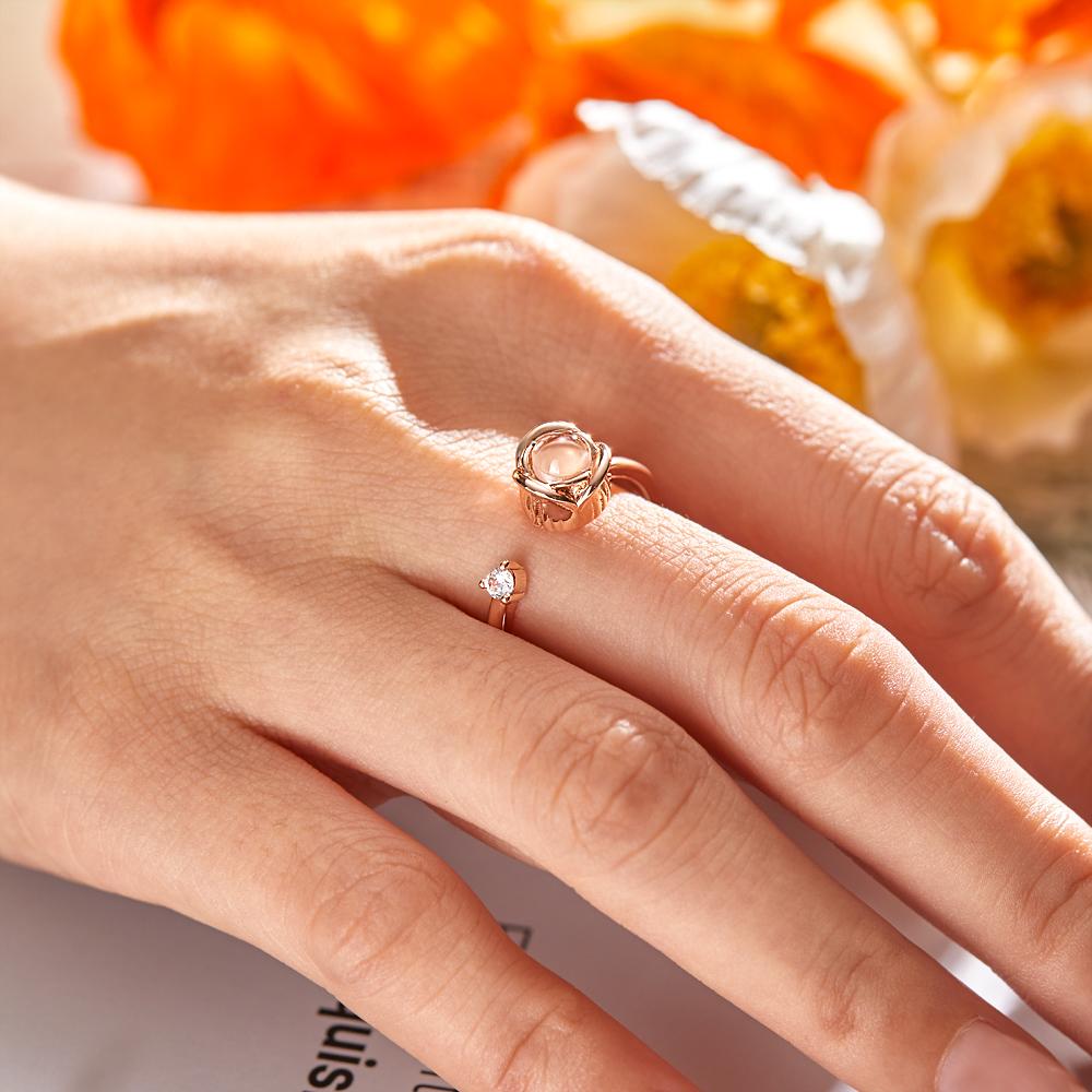 Flower For You - Personalized Photo Open Projection Ring