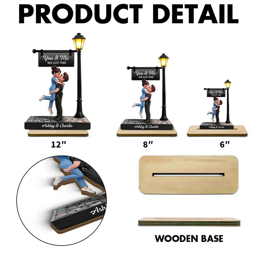 Personalized 2-Layer Wooden Plaque Lamp Post Couple Kissing You & Me We Got This Unique Romantic Gift For Him Or Her