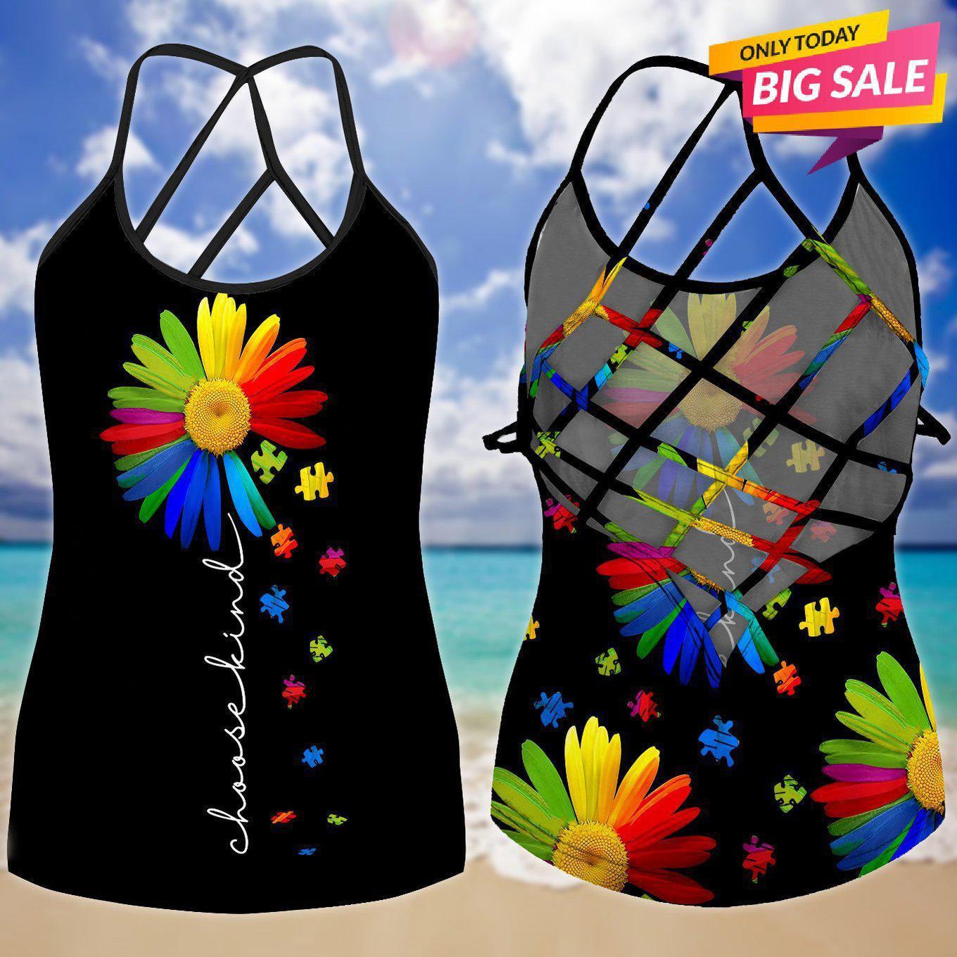 Autism Love - Autism Awareness Cross Tank Top 0921