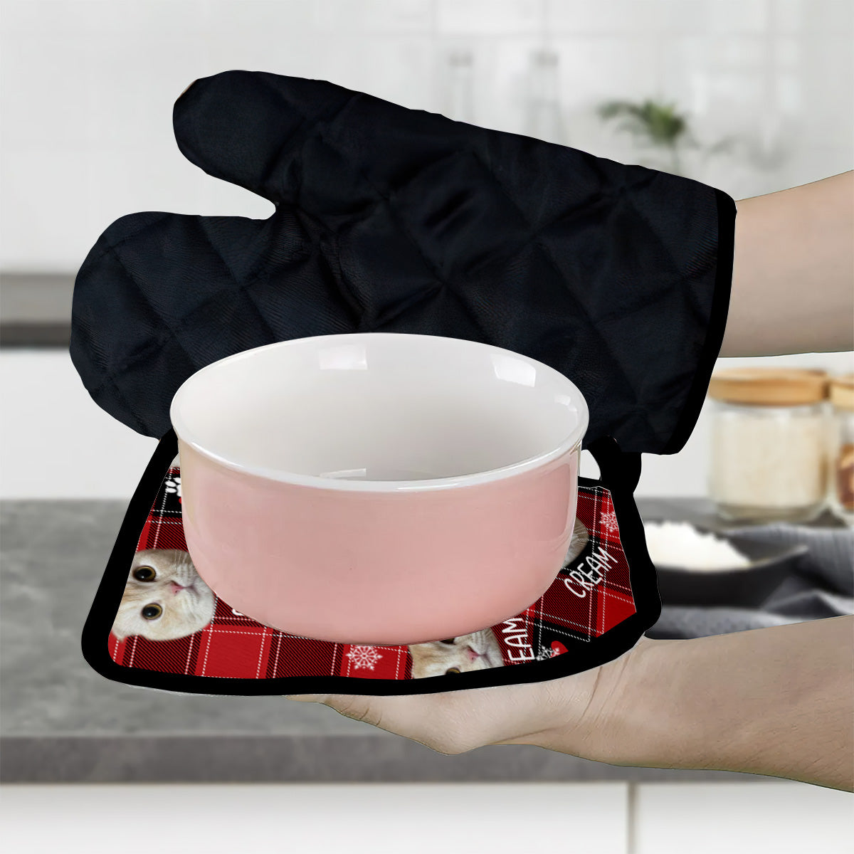 Custom Photo Pet Blanket - Gift for cat lovers, dog lover, cat lover - Personalized Oven Mitts & Pot Holder Set