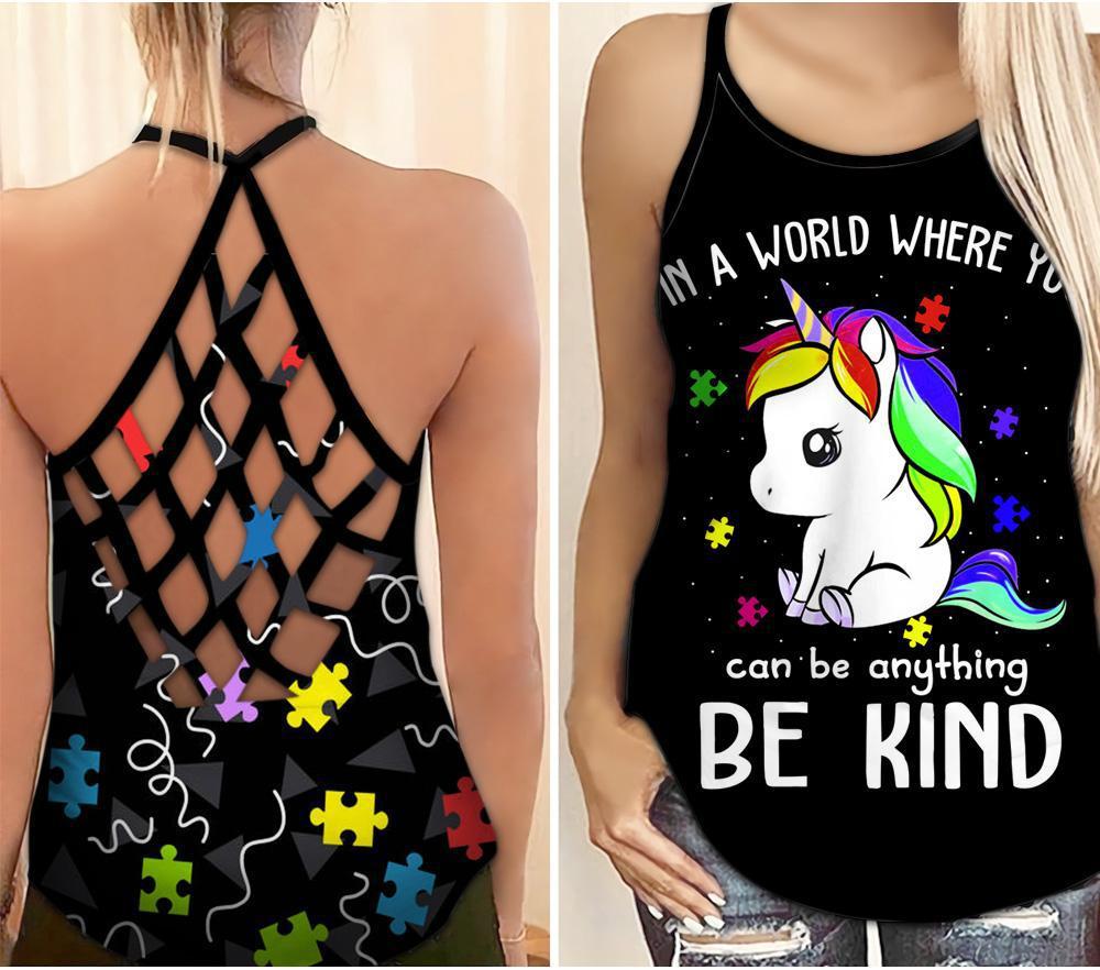 Be Kind - Autism Awareness Cross Tank Top 0921