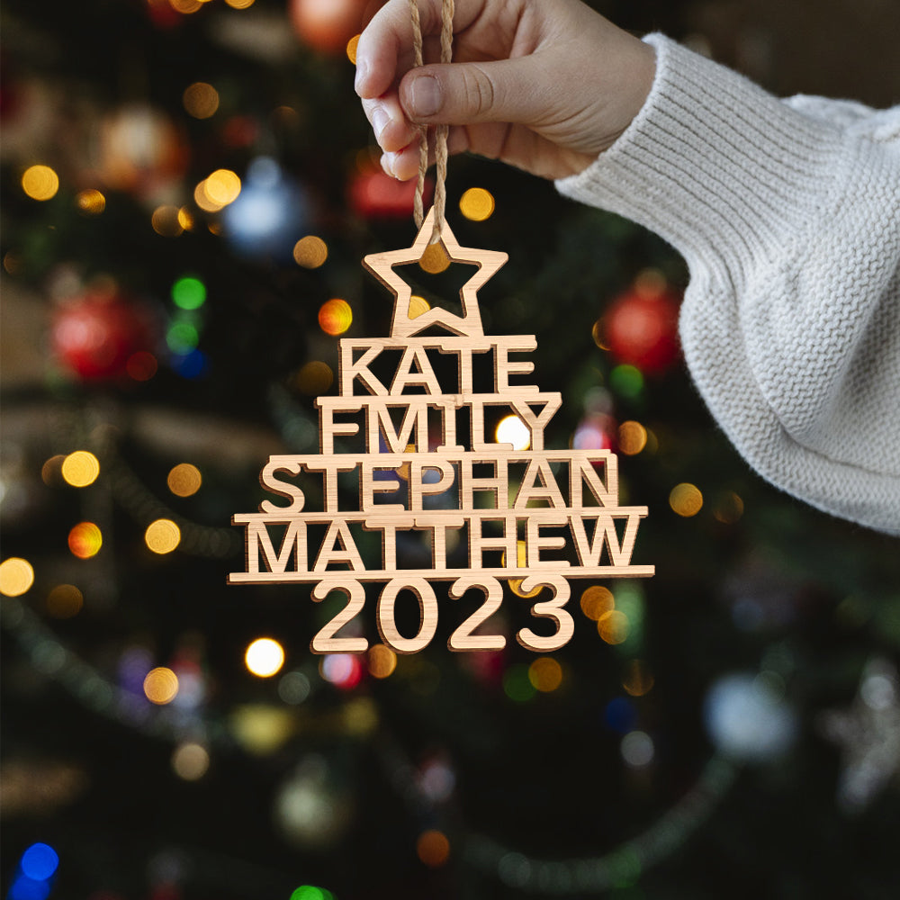 Any Name Christmas Tree - Personalized Family Any Name Christmas Tree Ornament