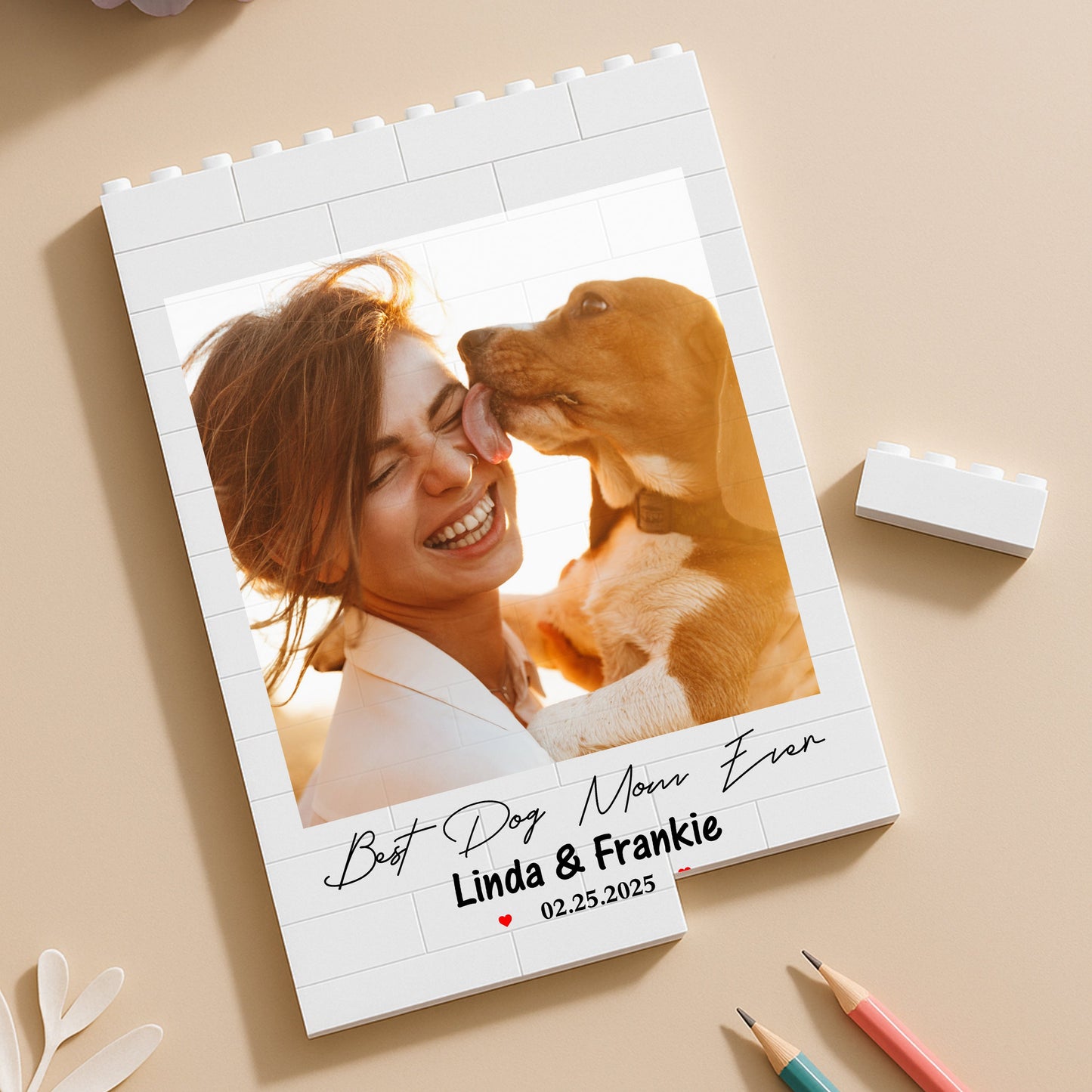 PVC Building Brick Puzzle Personalized Photo Keepsake - Happy Beach Moment with Your Dog, A Unique Gift for Dog Parents