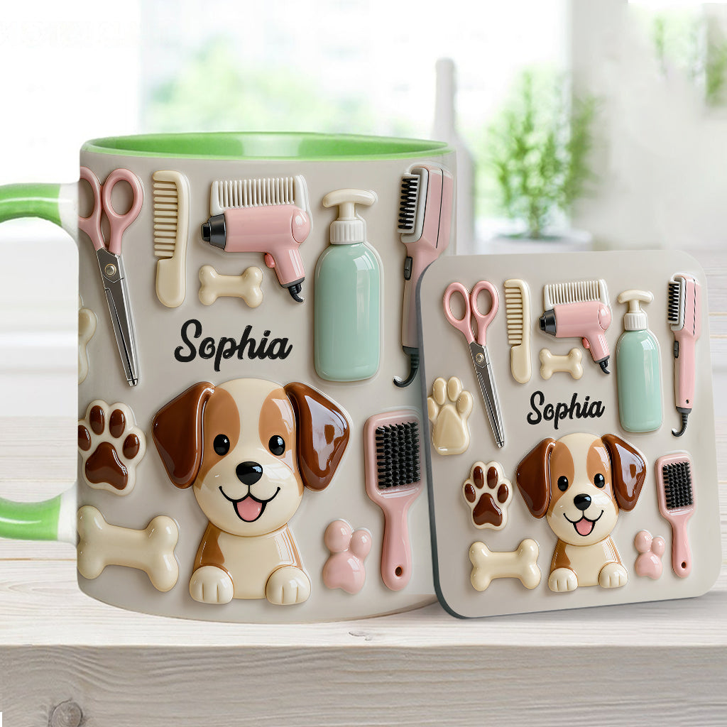 Best Dog Groomer - Personalized Dog Groomer Accent Mug & Coaster