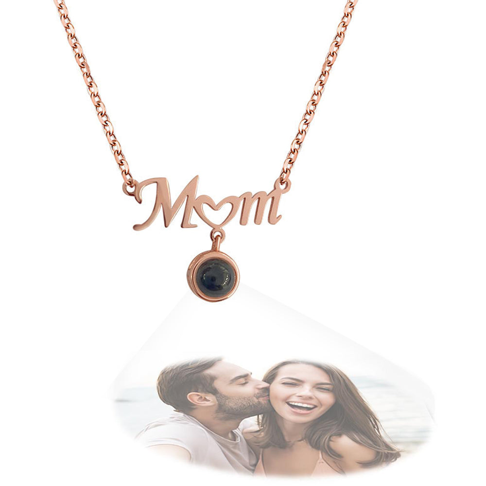 Mom's Heart - Personalized Mother Mom Photo Projection Necklace