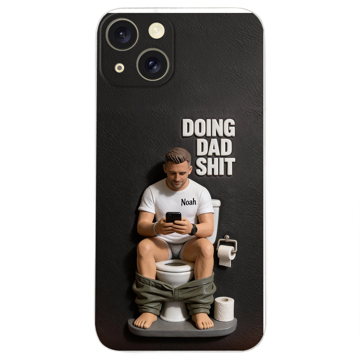Doing Dad Shit - Personalized Father 3D Embossed Leather Phone Case