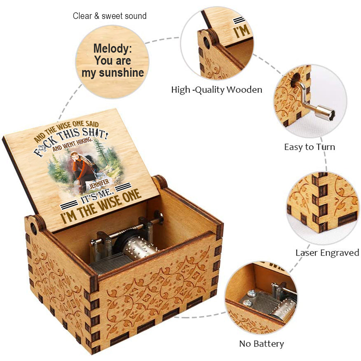 And The Wise One Said - Personalized Hiking Hand Crank Music Box