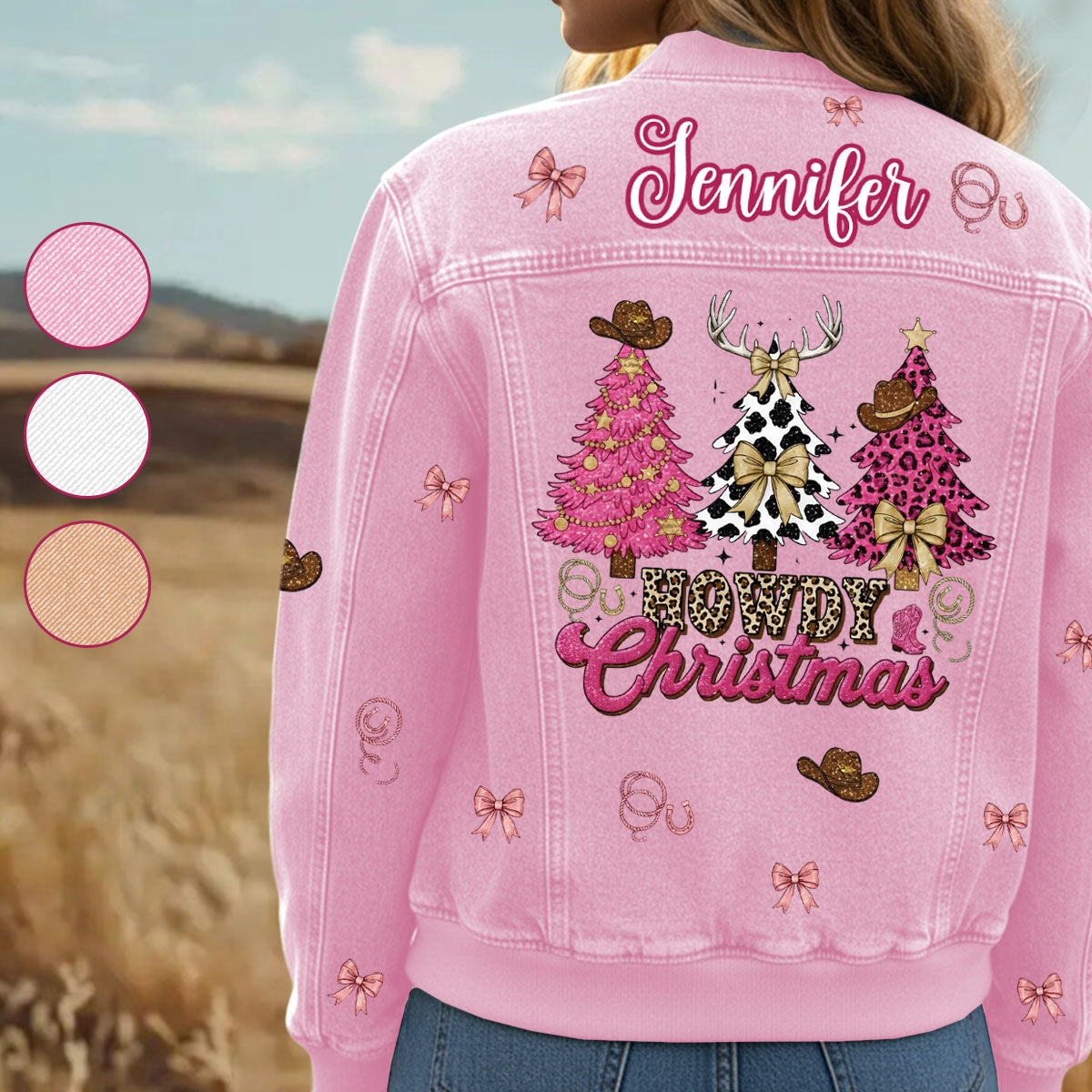 Howdy Christmas - Personalized Cowgirl Bomber Jacket