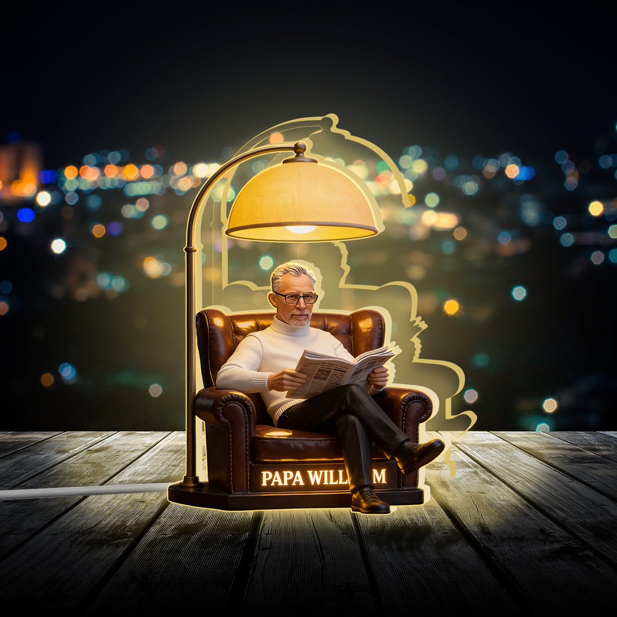 Custom Lamp From Photo - Gift For Papa Dad - Personalized Grandpa Acrylic LED Night Light