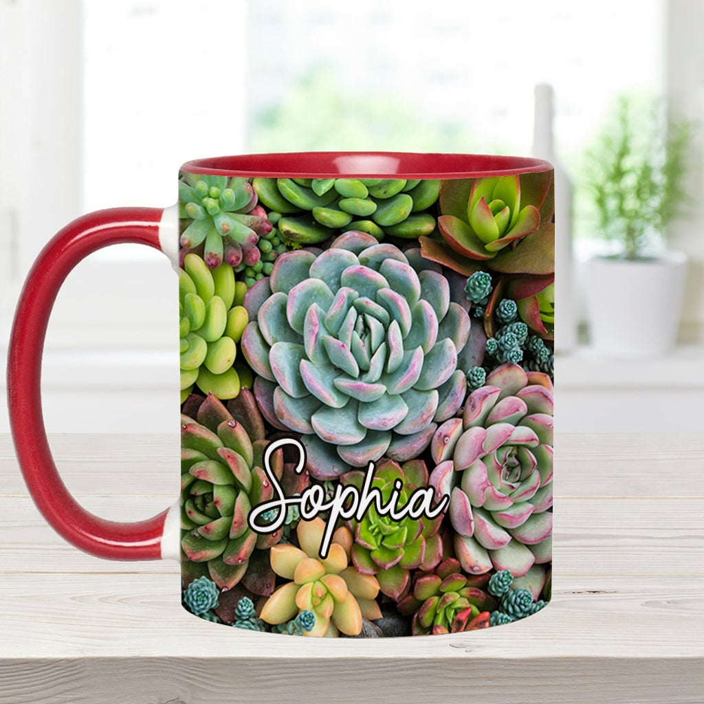Beautiful Cactus Succulents Plants - Personalized Cactus Accent Mug