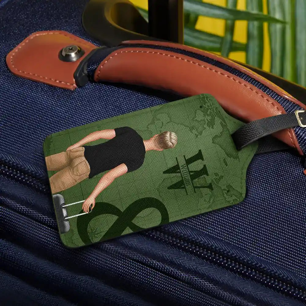 2 Leather Luggage Tag Personalized Set, Matching Couple Rolling Suitcase Design for Cruises and Trips, Thoughtful Gift