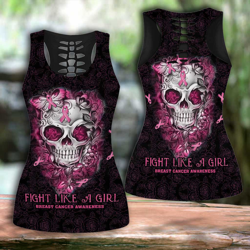 In October We Wear Pink - Breast Cancer Awareness Leggings And Hollow Tank Top