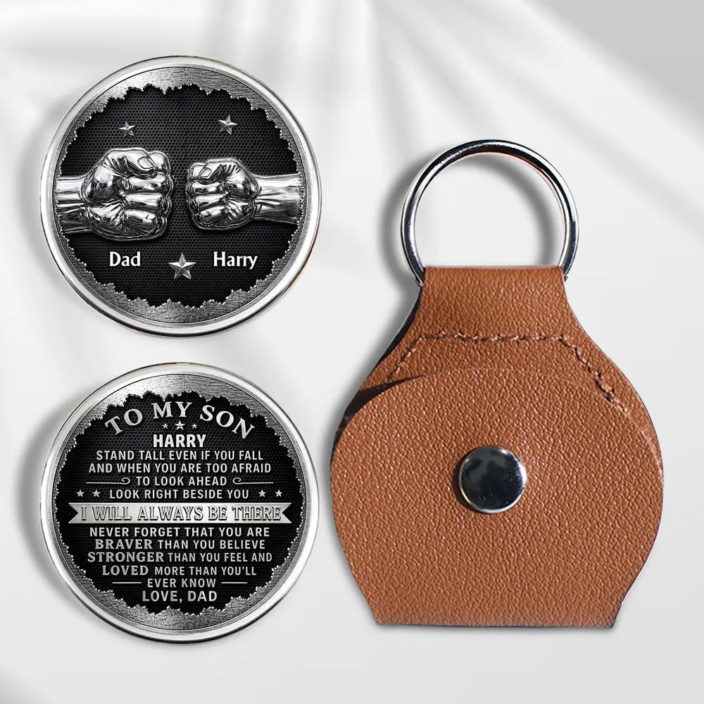 Pocket Hug With Encouraging Message, Custom Keepsake Gift From Dad To Son, Carry A Fist Bump Reminder Anywhere