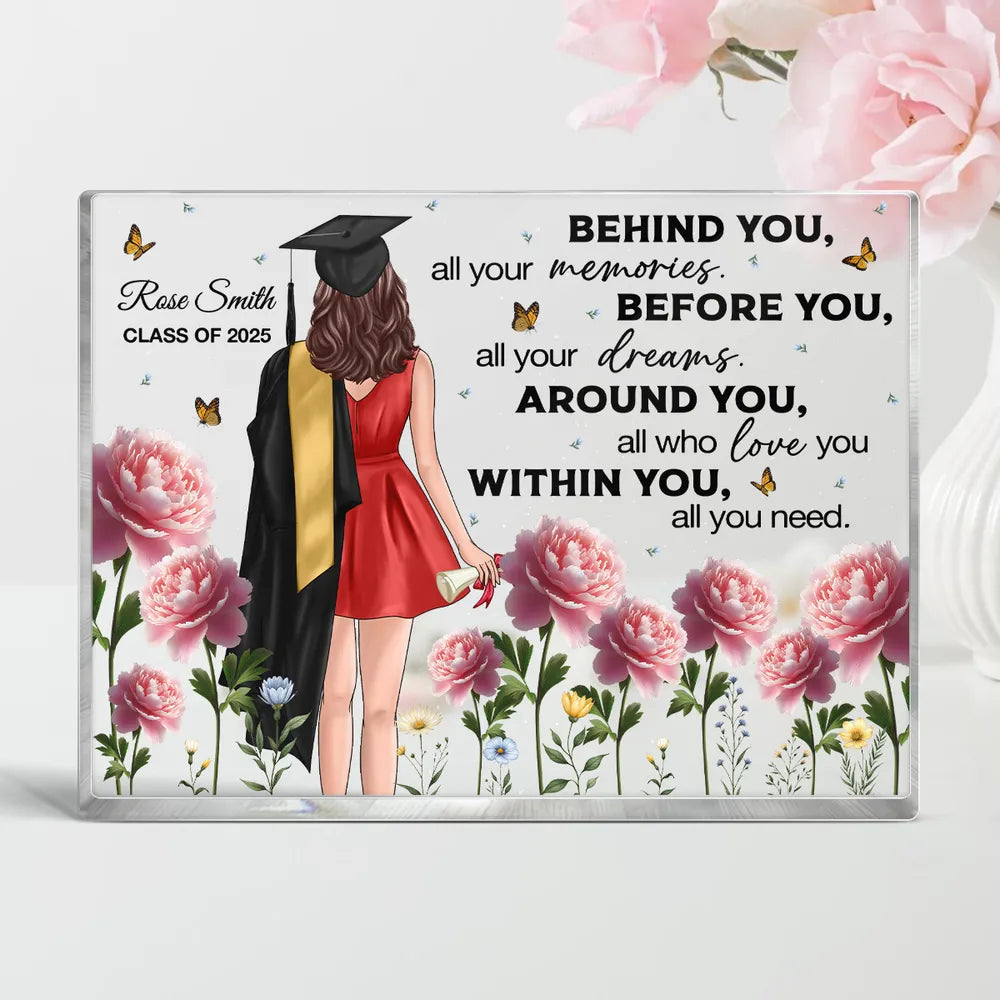 Floral Acrylic Graduation Keepsake for Class of 2025, Inspirational Gift for Her or Him