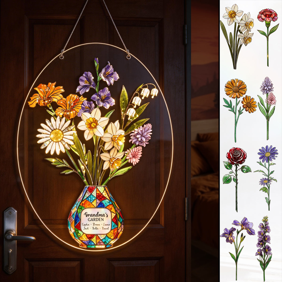 Grandma's Mom's Garden - Personalized Grandma LED Light Acrylic Sign