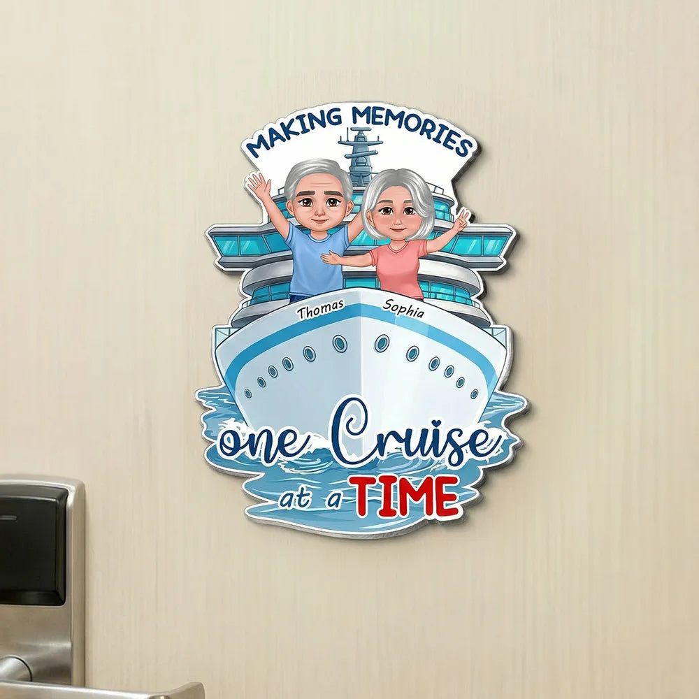 Making Memories One Cruise at a Time Acrylic Magnet - Personalized Cruise Ship Door Keepsake, Sweet Couple Travel Gift