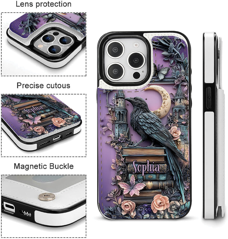Dark Academia Book Reader - Personalized Book Foldable Wallet Phone Case