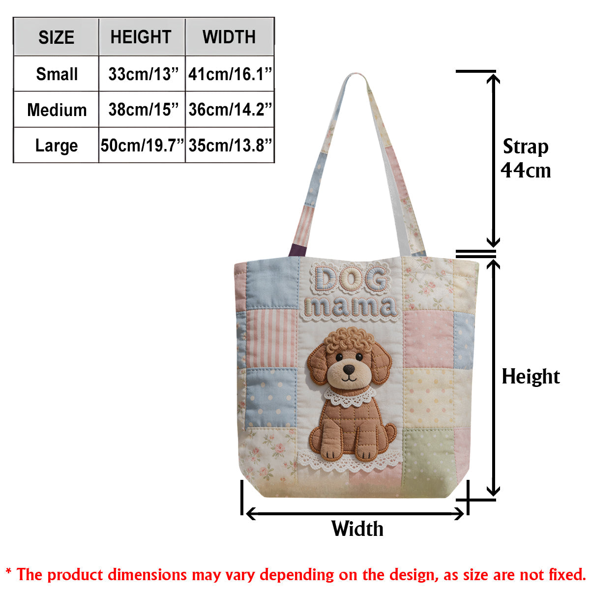 Dog Mama Gift Idea, Dog Lover Gift - Personalized Dog Quilted Tote Bag