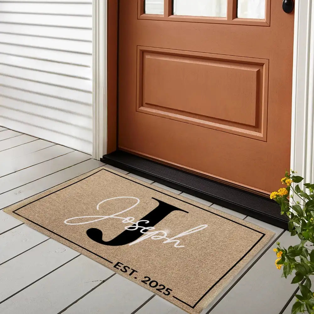 Personalized Family Name Doormat - Custom Monogram Entrance Doormat - Housewarming Gift for Homeowners