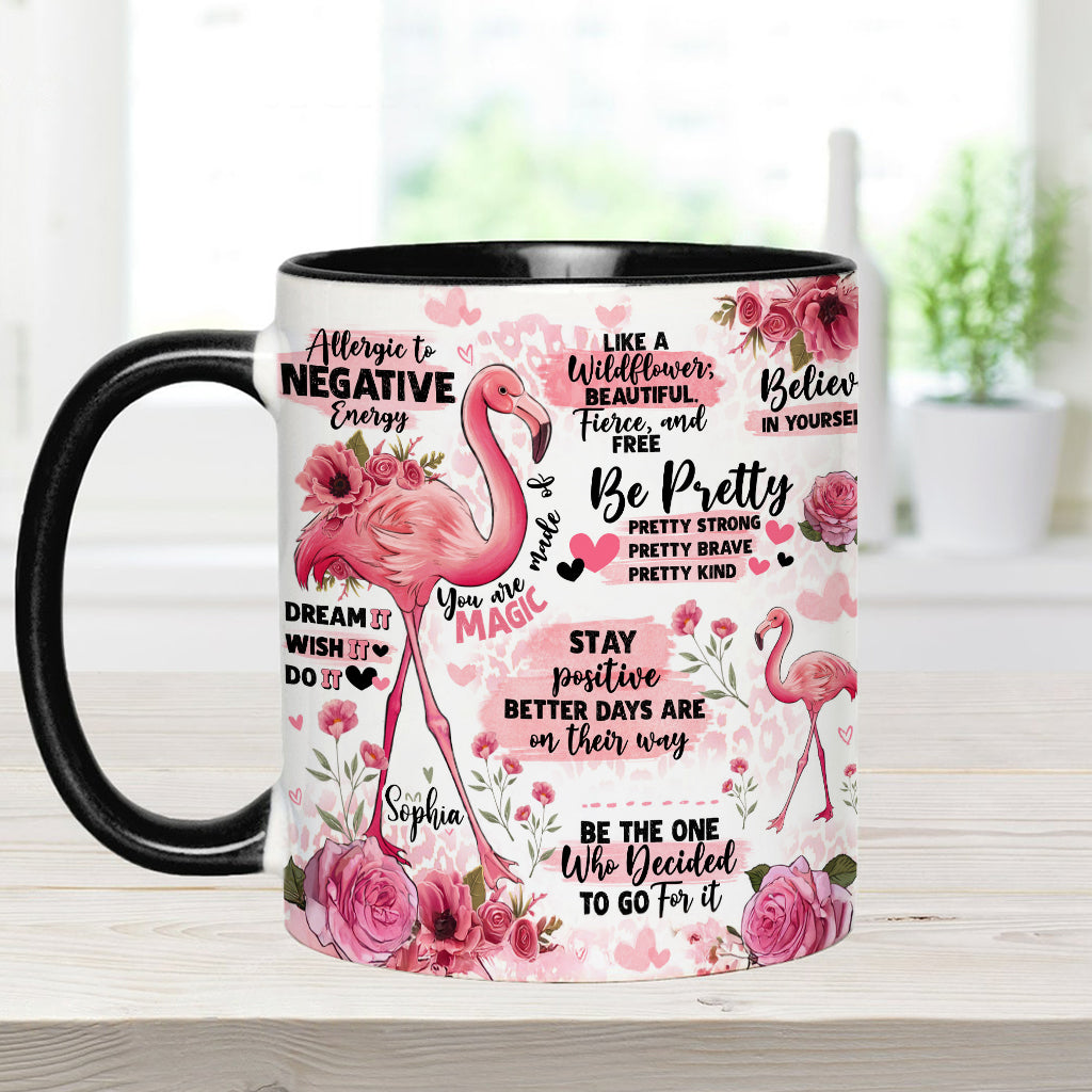 Flamingo Affirmation - Personalized Flamingo Accent Mug