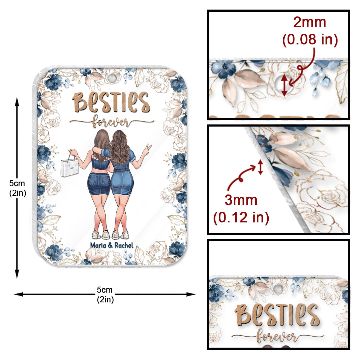 Besties Forever - Personalized Bestie Transparent Keychain