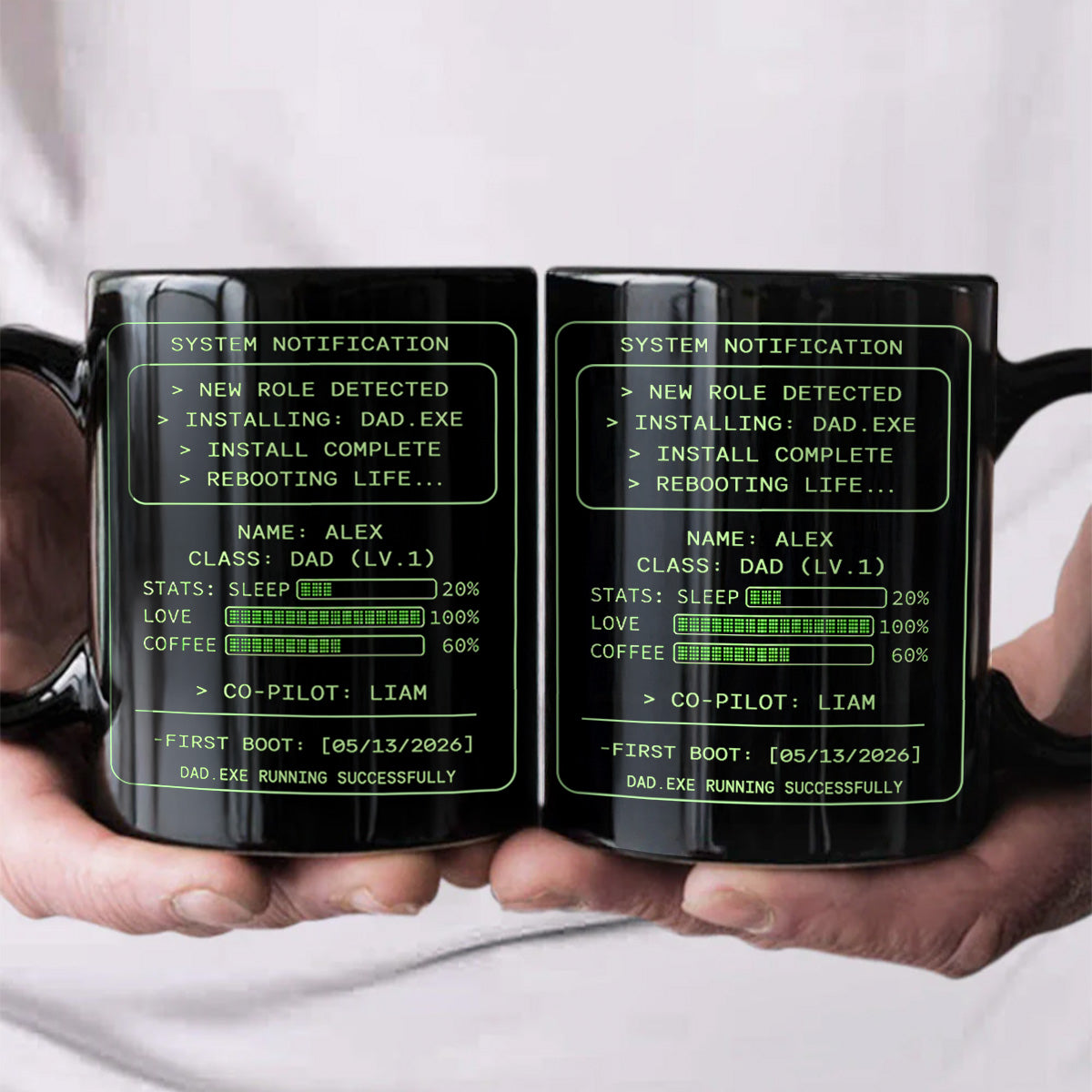 Personalized Dad.exe Full Color Mug, Funny System Notification Design for Coffee Time, Unique Gift for Dad