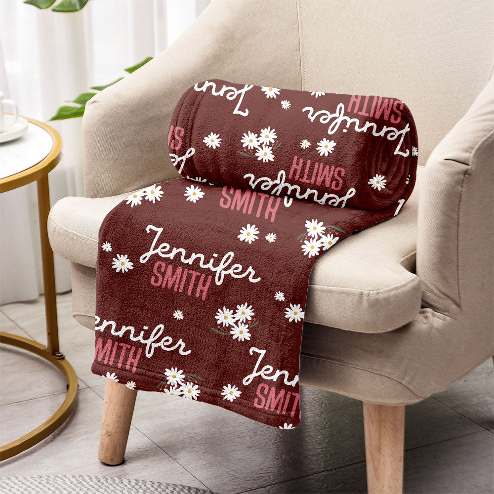 Daisy Custom Name - Personalized Sibling Blanket