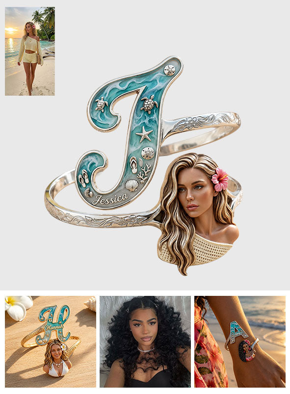 Beach Trip Accessories - Personalized Sea Lover Shaped Cuff Bracelet