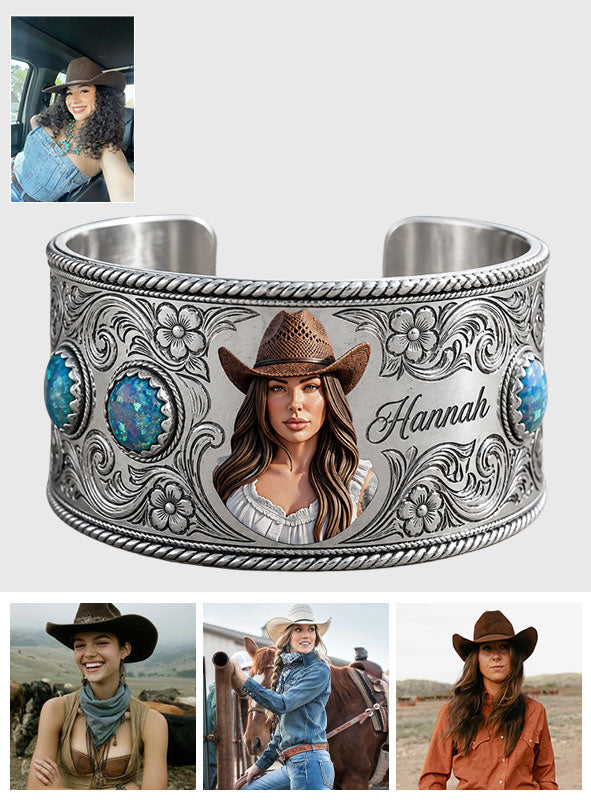 Cowgirl Must-Have - Personalized Cowgirl Shaped Cuff Bracelet