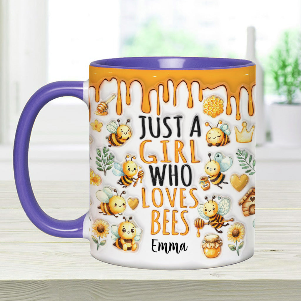 Just A Girl Who Loves Bees - Personalized Bee Accent Mug