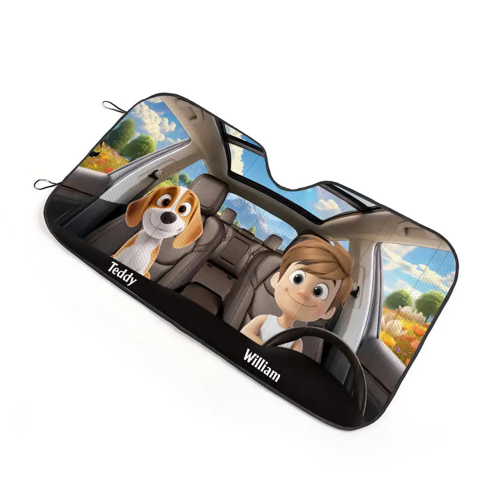 Life Is Better With My Dog - Personalized with Names of Your Loved Ones and Pets for a Fun and Unique Car Windshield Sunshade