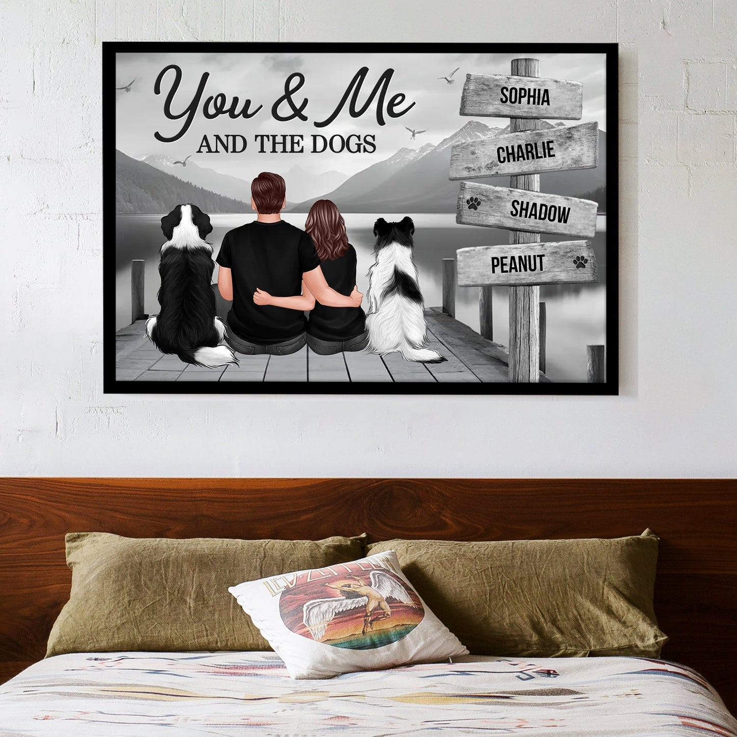Personalized Couple You Me And The Dogs Cats Poster, Perfect for Home Decoration and Pet Lovers