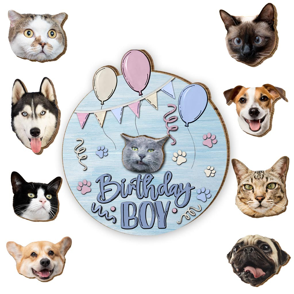 Birthday Boy Girl Pet Cat Dog - Personalized Cat Interchangeable Wood Sign