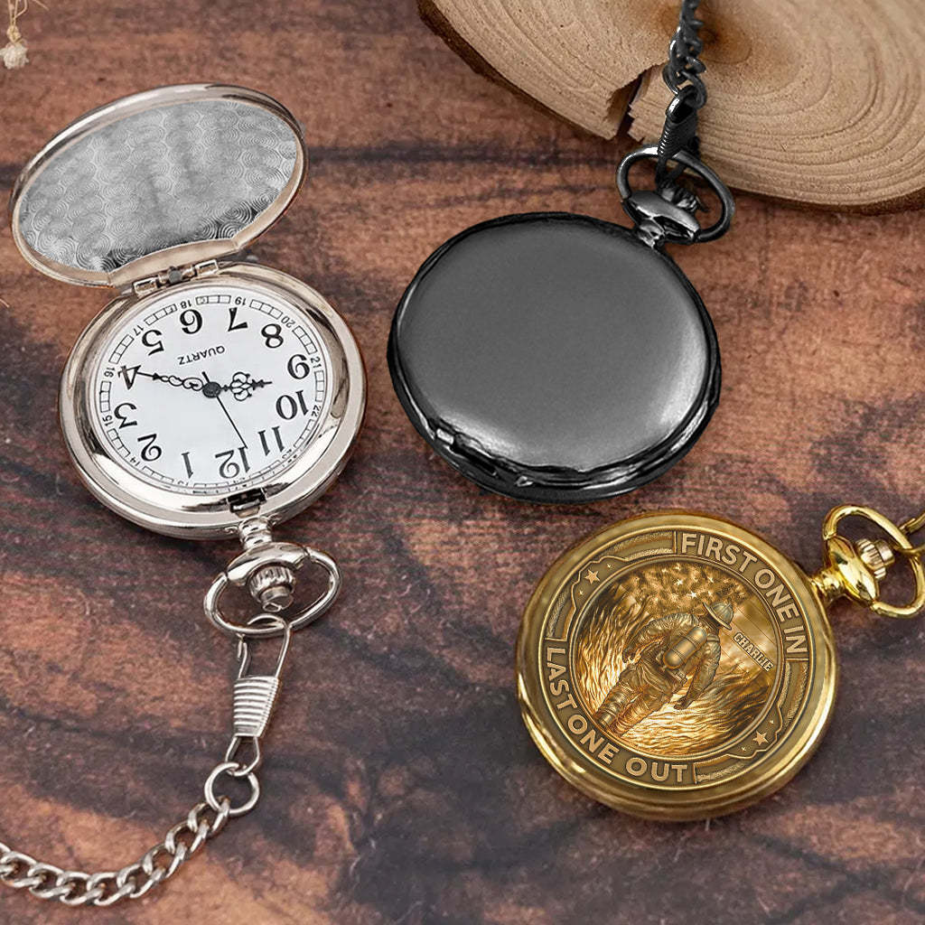 First In Last Out Fire Dept - Personalized Firefighter Pocket Watch