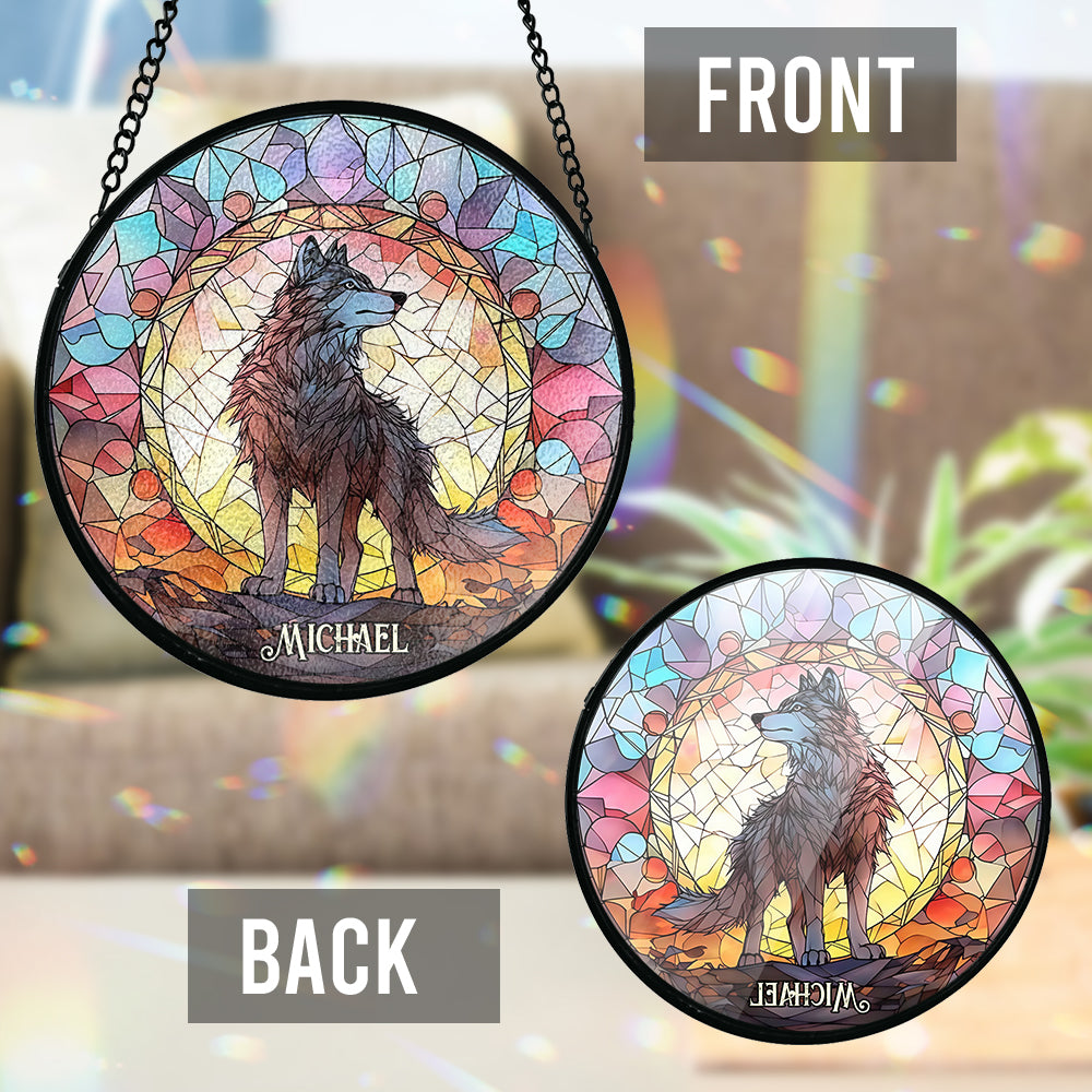 Fierce Spirit - Personalized Wolf Stained Glass Suncatcher