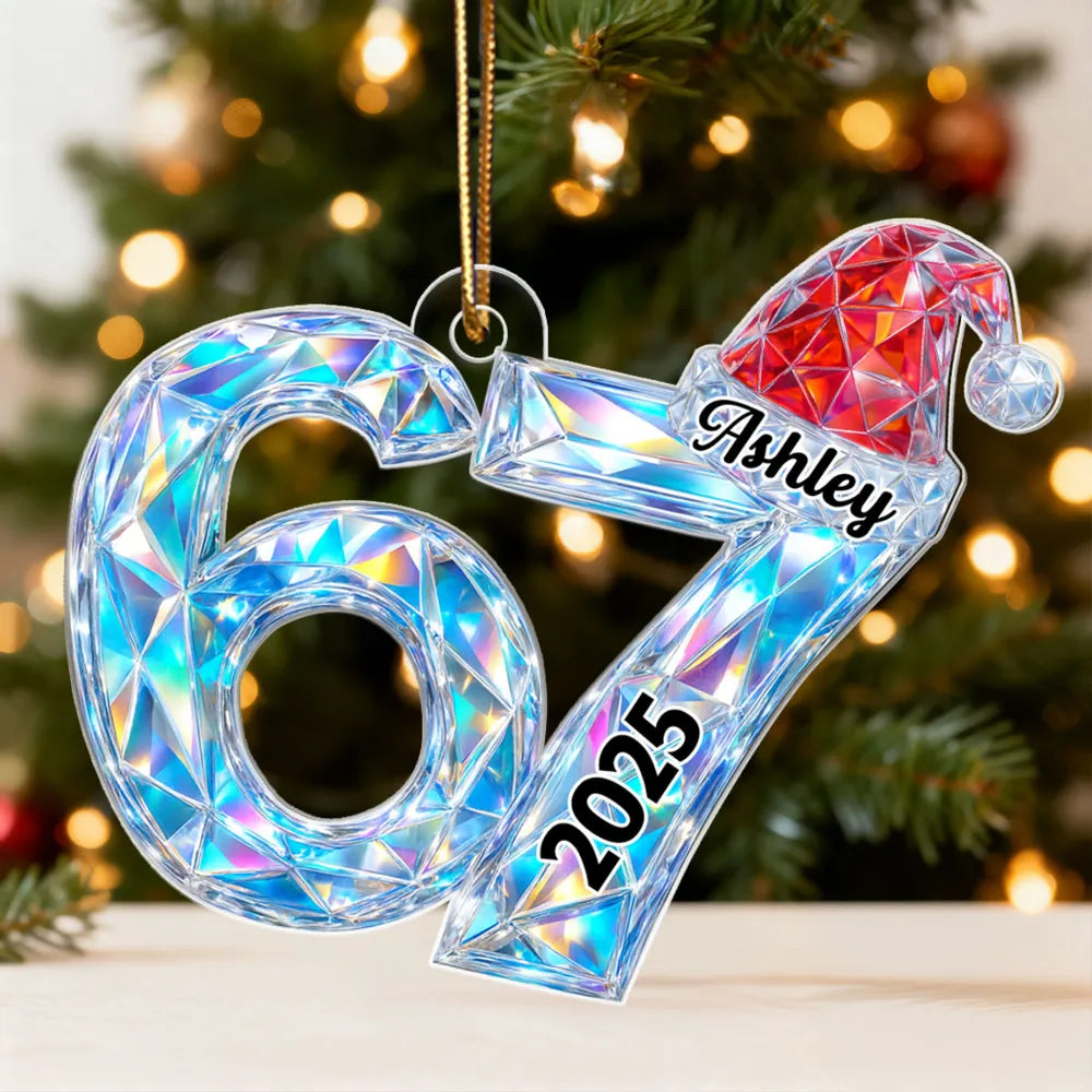 Six Seven Acrylic Ornament Christmas Tree Decoration – Trendy Gen Z Viral Quote Style, Unique Gift for Kids and Grandkids