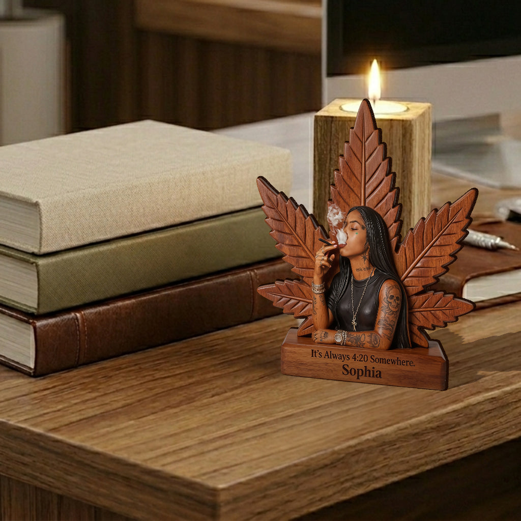 Cannabis Enthusiast - Personalized Weed Custom Shape Wooden Candle Holder