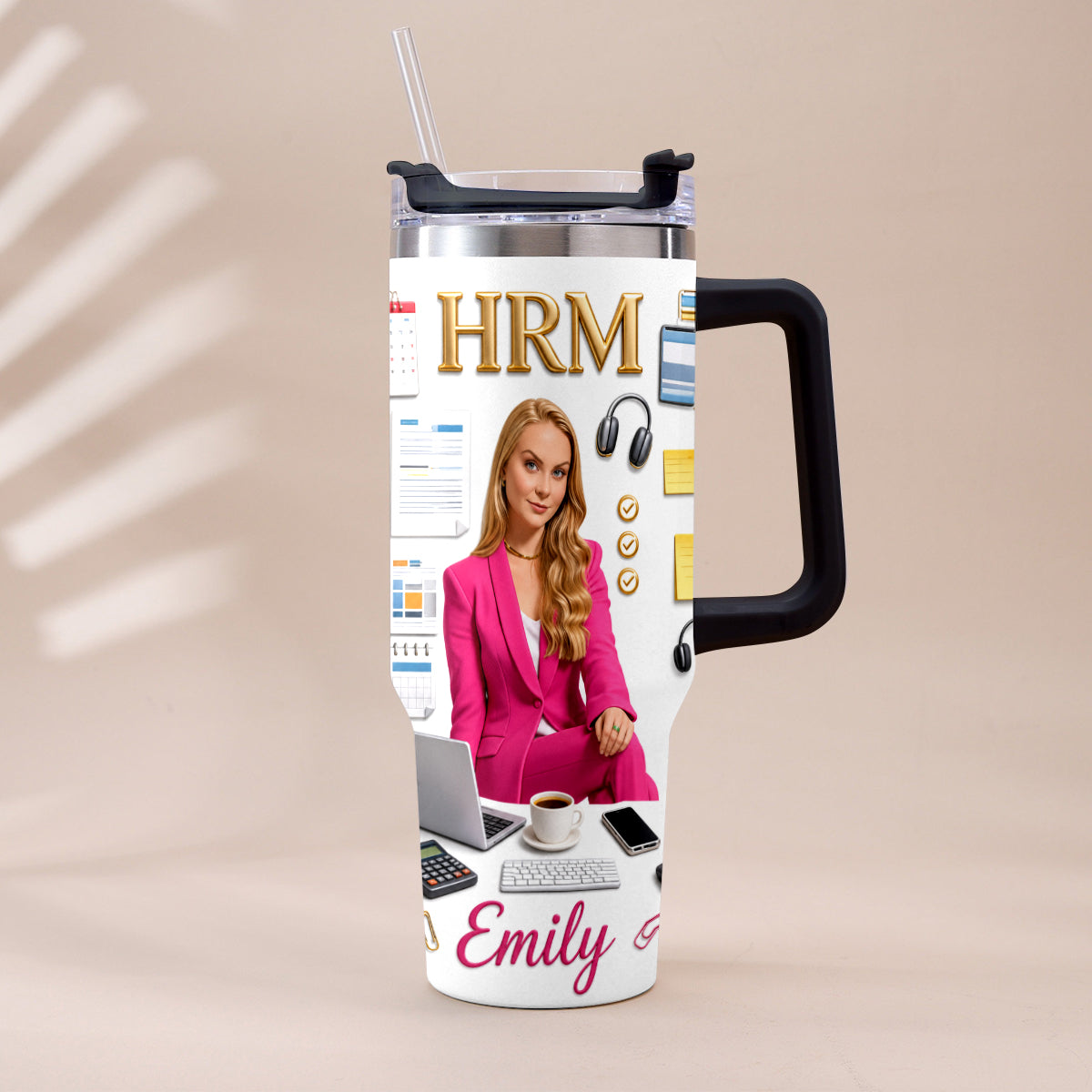 Custom Any Photo Office Staff Gift - Personalized Colleague Tumbler With Plush Charm