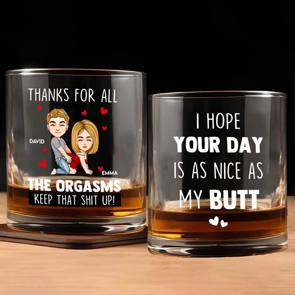 Funny Couple Cartoon Whiskey Glass Set - Personalized Gift Cup