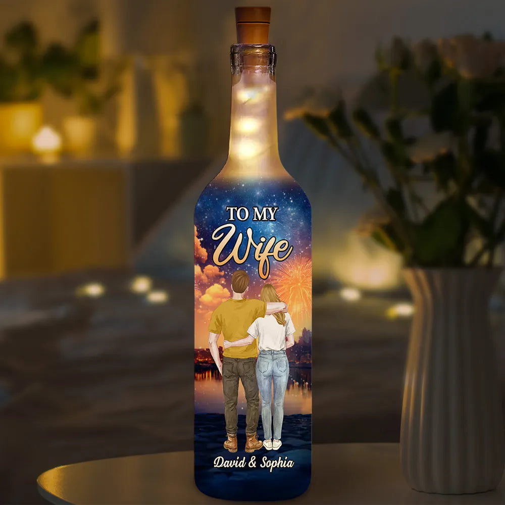 Personalized Bottle Lamp for Wife with I Wish I Could Love Quote, Cozy Warm Glow Night Light, Unique Romantic Gift